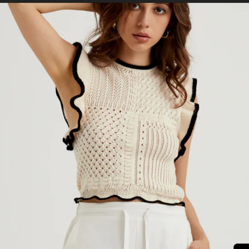 Maze crochet eyelet sweater